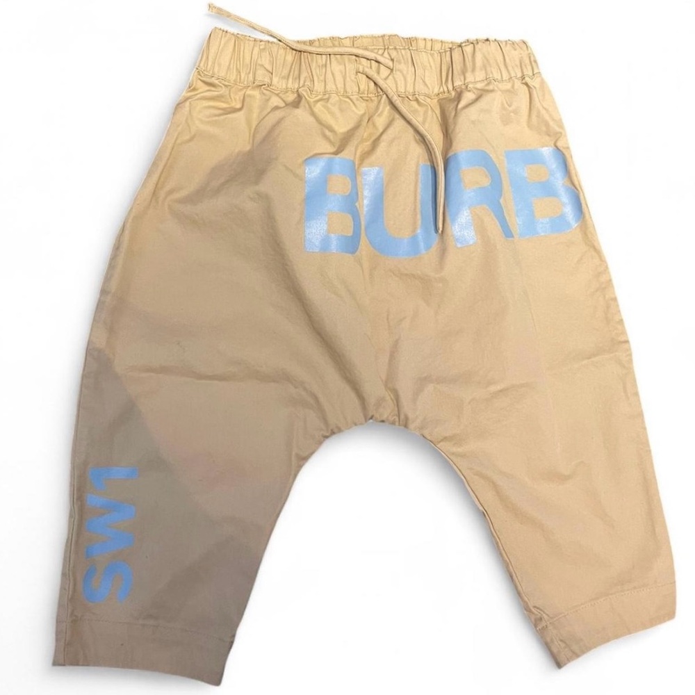 Burberry Kids Beige Joggers with Blue Logo